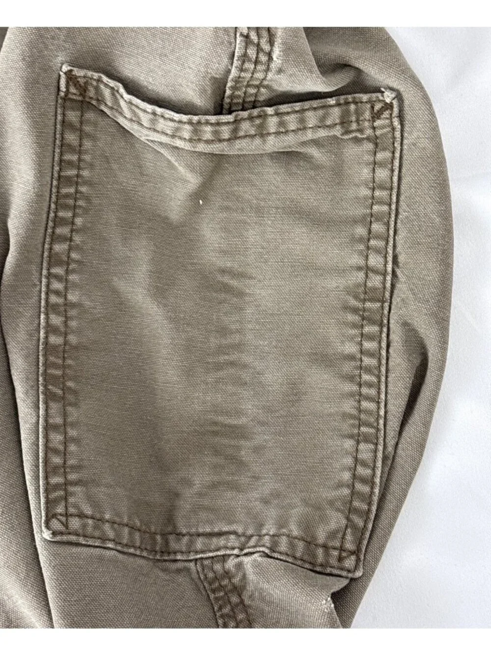Vintage Carhartt Canvas Work Dungaree Pants Brown Khaki Carpenter 44x32